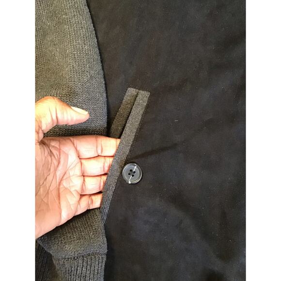 Tasso Elba Mens Faux Suede Knit Sweater/ Bomber Jacket Sz.Small Black NWT - Picture 7 of 10